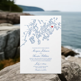 Bar Harbour Maine Map Elegant Navy Hochzeit Einladung