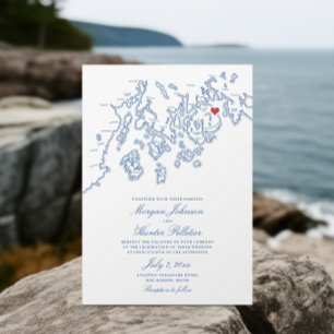 Bar Harbour Maine Map Elegant Navy Hochzeit Einladung