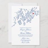 Bar Harbour Maine Map Elegant Navy Hochzeit Einladung (Vorderseite)