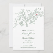 Bar Harbour Maine Map Hunter Green Foto Save The Date (Vorderseite)