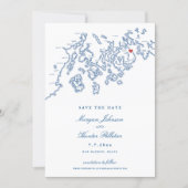 Bar Harbour Maine Map Navy Blue Foto Save The Date (Vorderseite)