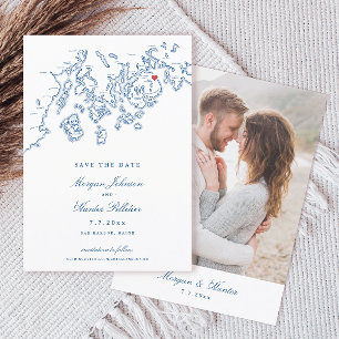 Bar Harbour Maine Map Navy Blue Foto Save The Date