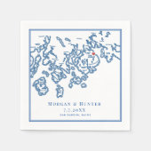Bar Harbour Maine Map Navy Elegant Wedding Serviette (Vorderseite)