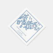Bar Harbour Maine Map Navy Elegant Wedding Serviette (Ecke)