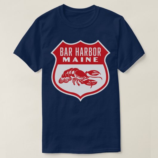 Bar Harbour Maine Retro Shield Red T-Shirt (Design vorne)