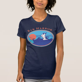 Bar Harbour Maine Seagull Ocean Waves and Sun T-Shirt