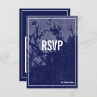 Bar Harbour Maine Vintag Map Wedding RSVP Card