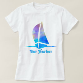 Bar Harbour Maine Watercolor Ocean Sailboat T-Shirt