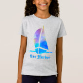 Bar Harbour Maine Watercolor Sailboat T-Shirt (Vorderseite)