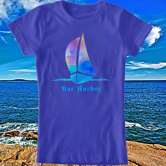Bar Harbour Maine Watercolor Sailboat T-Shirt