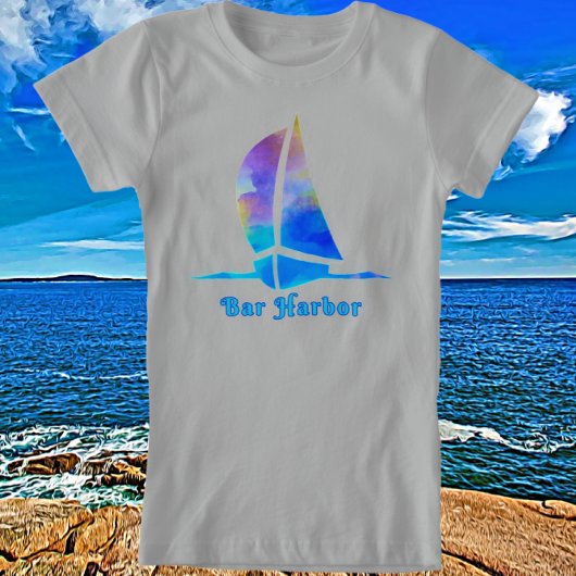Bar Harbour Maine Watercolor Sailboat T-Shirt