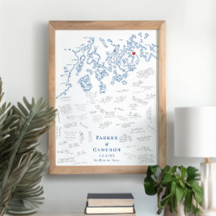 Bar Harbour ME Wedding Elegantes Gästebuchposter Poster