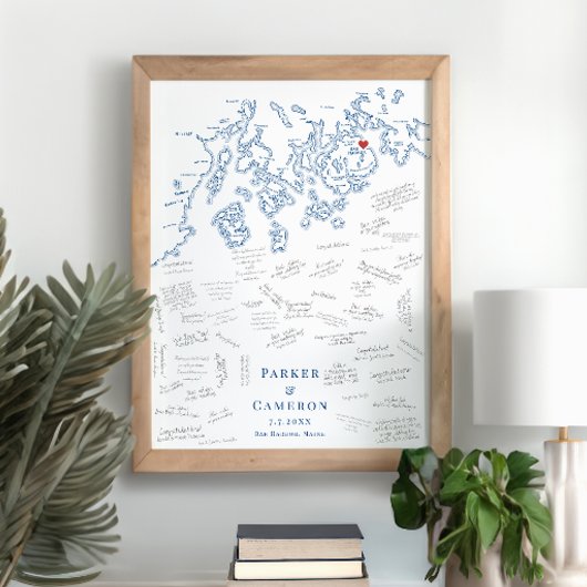 Bar Harbour ME Wedding Elegantes Gästebuchposter Poster