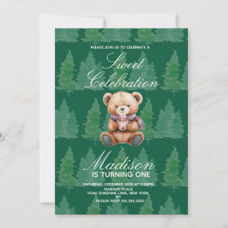 Bär Heiße Schokolade Weihnachten Geburtstagsfeier Einladung