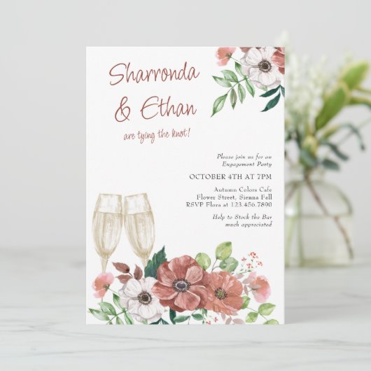 Bar Herbst-Blume-Partner Einladung (Stehend Vorderseite)