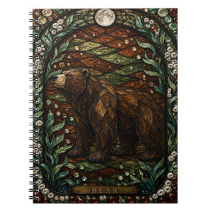 Bär Herbst Holz Illumina Bleiglas Notizblock