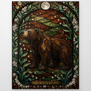 Bär Herbst Holz Illumina Bleiglas Postkarte