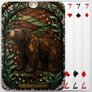 Bär Herbst Holz Illumina Bleiglas Spielkarten