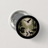 Bär Hirsch Adler Mond Wald Silhouette Button (Vorne & Hinten)