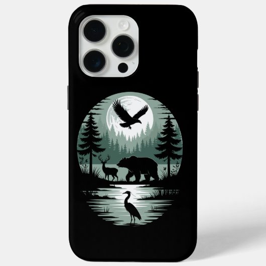 Bär Hirsch Adler Mond Wald Silhouette Case-Mate iPhone Hülle (Rückseite)