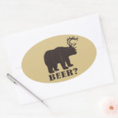 Bär + Hirsch = Bär? Funny Junting Decals Ovaler Aufkleber (Umschlag)