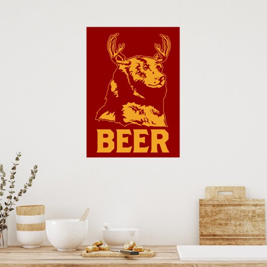 Bär + Hirsch = Bier Poster (Küche)