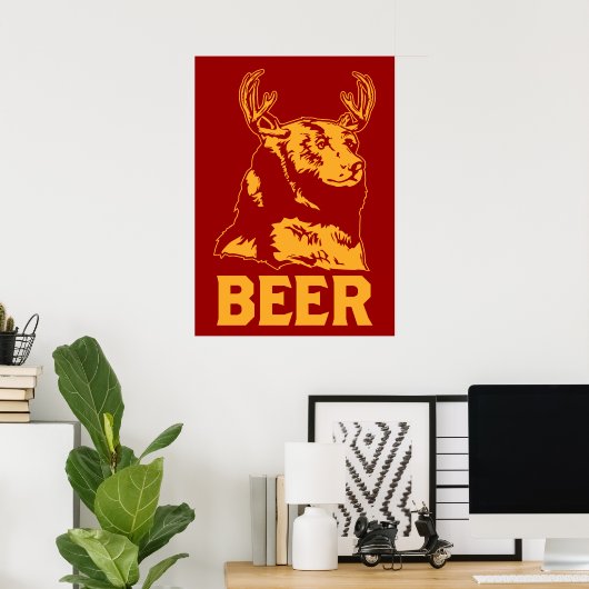 Bär + Hirsch = Bier Poster (Heimbüro)