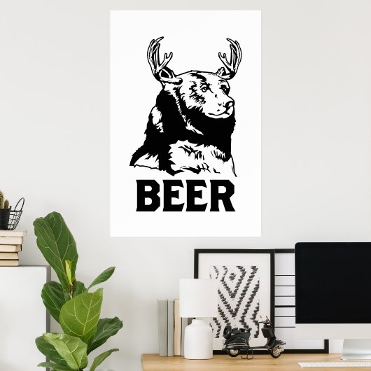 Bär + Hirsch = Bier Poster (Heimbüro)