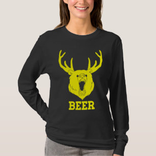 Bär Hirsch Geweih Lustiges Craft Beer Retro Grafik T-Shirt