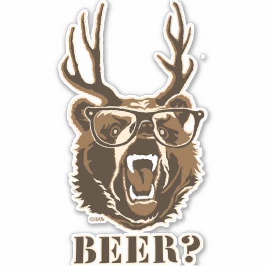 Bär, Hirsch oder Bier Aufkleber (Vorderseite)