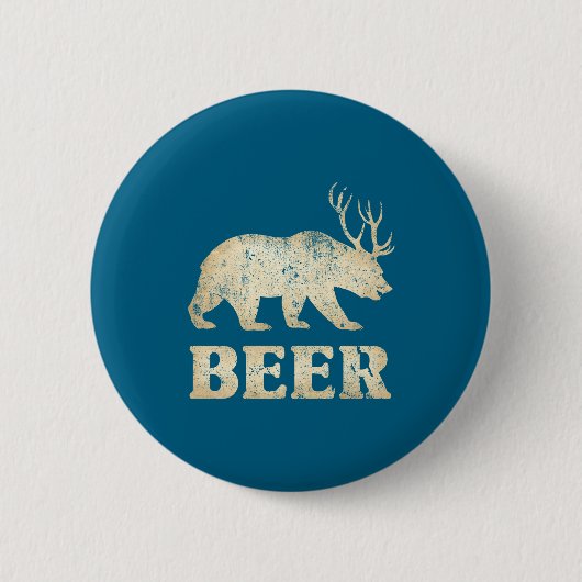 Bär Hirsch Vintage Bier Button (Vorderseite)