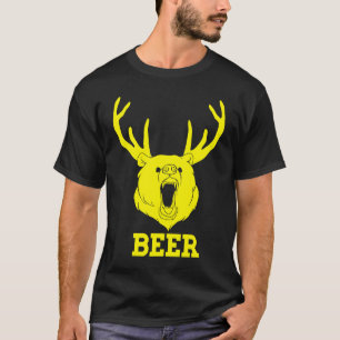 Bär Hirschgeweih Lustiges Craft Beer Retro Grafik  T-Shirt