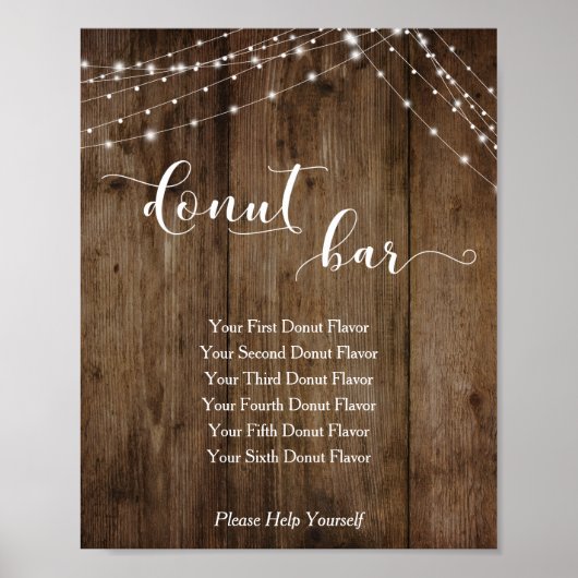 Bar Hochzeitssymbol für Holz und Licht Donut Poster (Vorne)