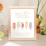 Bar Ice Pop Cocktails Bar Settecentesimo Ice Pop Poster<br><div class="desc">Sweet, tangy & zitrusy offenen Bar Eis Pop Cocktails Hochzeitszeichen, dass mit Liebe infiziert! Unsere moderne Cocktail Zitrusfrüchte Blumenparadies Hochzeitskollektion erweckt eine sommerliche Cocktail-Atmosphäre. Weich gedämpfte Cocktail-inspirierte Farbpalette mit Zitruspfirsich, Gelb, Grüntöne und Lavendel, die mit den Farben des Sommers platzt. Unsere Aquarellfarben fruchtigen Cocktail Eis Pop Illustrationen werden von uns...</div>