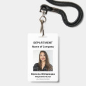 Bar-ID-Abzeichen für berufliches weißes Foto Ausweis (Vorderseite mit Lanyard)
