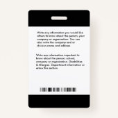 Bar-ID für das Foto von Firmenmitarbeitern Ausweis (Rückseite)