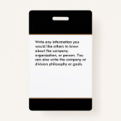 Bar-ID für Geschäftsmitarbeiter Ausweis (Rückseite)