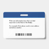 Bar-ID-Karte für Foto des Mitarbeiters Ausweis (Rückseite)