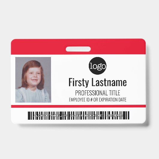 Bar-ID Mitarbeiter-Foto, Code, Logo, Name Ausweis (Vorderseite)