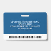 Bar-ID Mitarbeiter-Foto, Code, Logo, Name Ausweis (Rückseite)