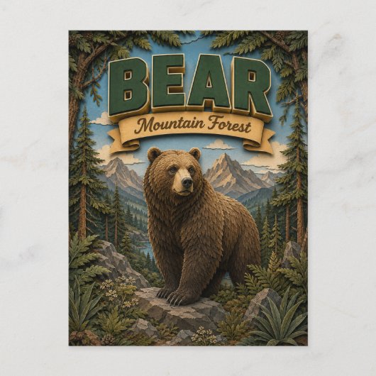 Bär im Bergwald POPCUT Postkarte (Vorderseite)