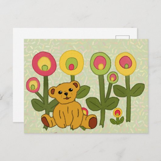 Bär im Blumenbeet Postkarte (Vorne/Hinten)