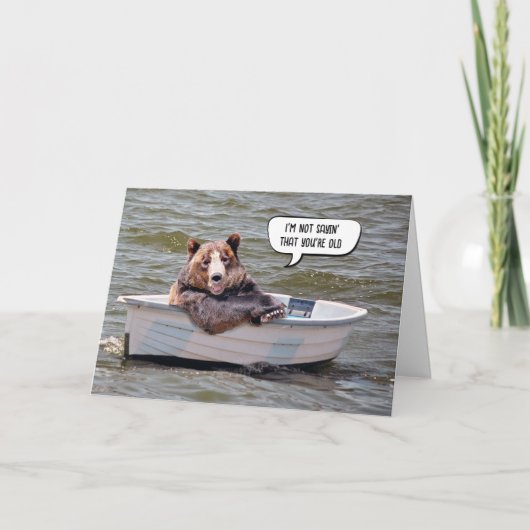 Bär im Boot Geburtstags Spaß Karte (Vorderseite)