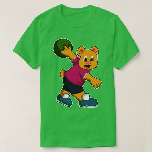 Bär im Bowling mit Bowlingball 2 T-Shirt (Design vorne)