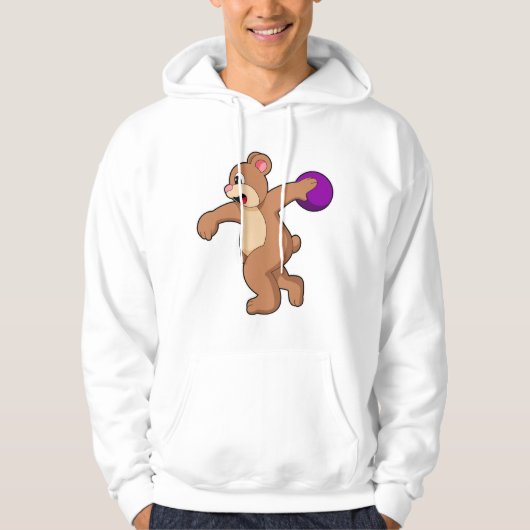 Bär im Bowling mit Bowlingball Hoodie (Vorderseite)