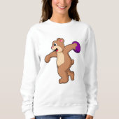 Bär im Bowling mit Bowlingball Sweatshirt (Vorderseite)