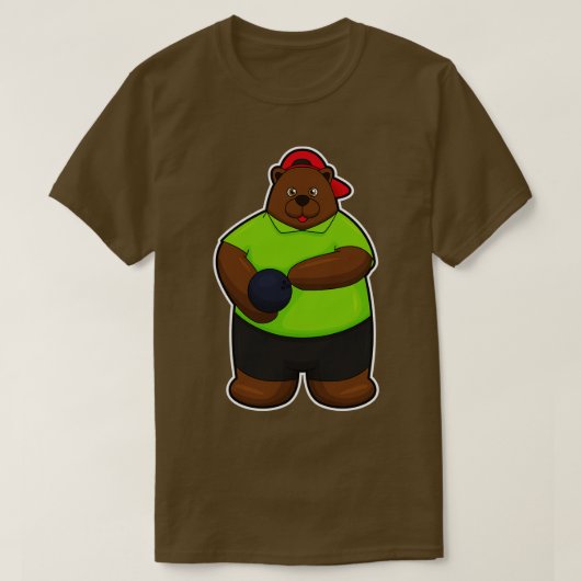Bär im Bowling mit Bowlingball T-Shirt (Design vorne)