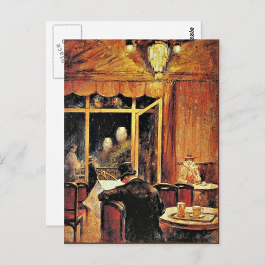 Bar im Cafe Bauer von Lesser Ury Postkarte (Vorne/Hinten)