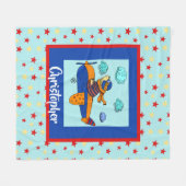 Bär im Flugzeug, Niedliche Personalisierte Kind Fleecedecke (Vorderseite (Horizontal))