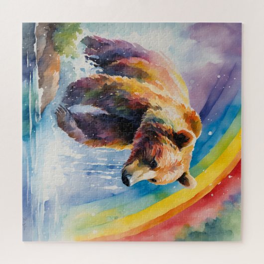 "Bär im Fluss: Die Magie der Wasserfarbe mit R Puzzle (Horizontal)